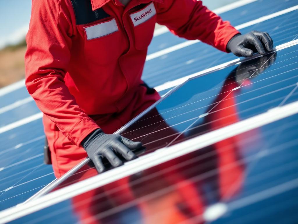 Splendor Maintenance technician installing premium solar panel